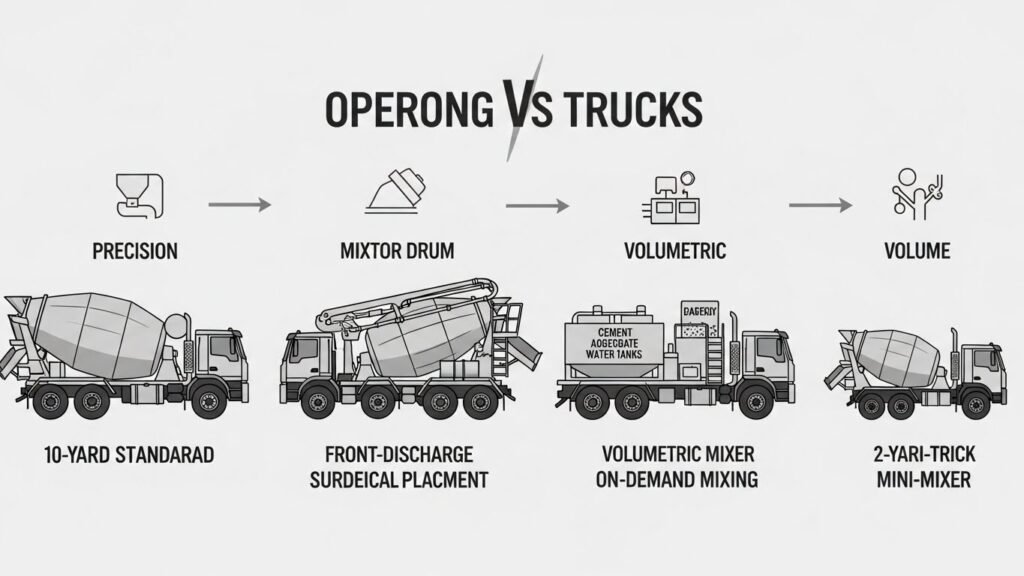 Diverse Types of Concrete Trucks and Their Specific Capacities